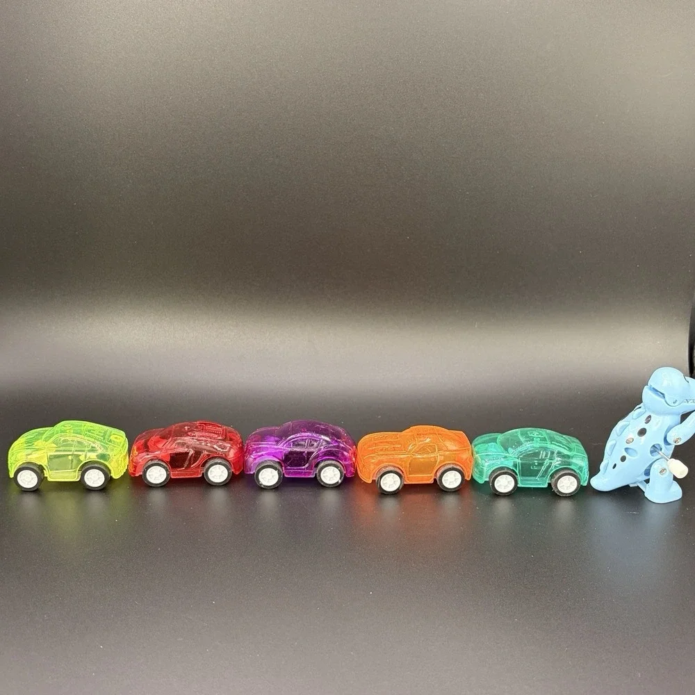 Lot Of 5 Toy Race Cars Transparent Friction-powered Cars 2